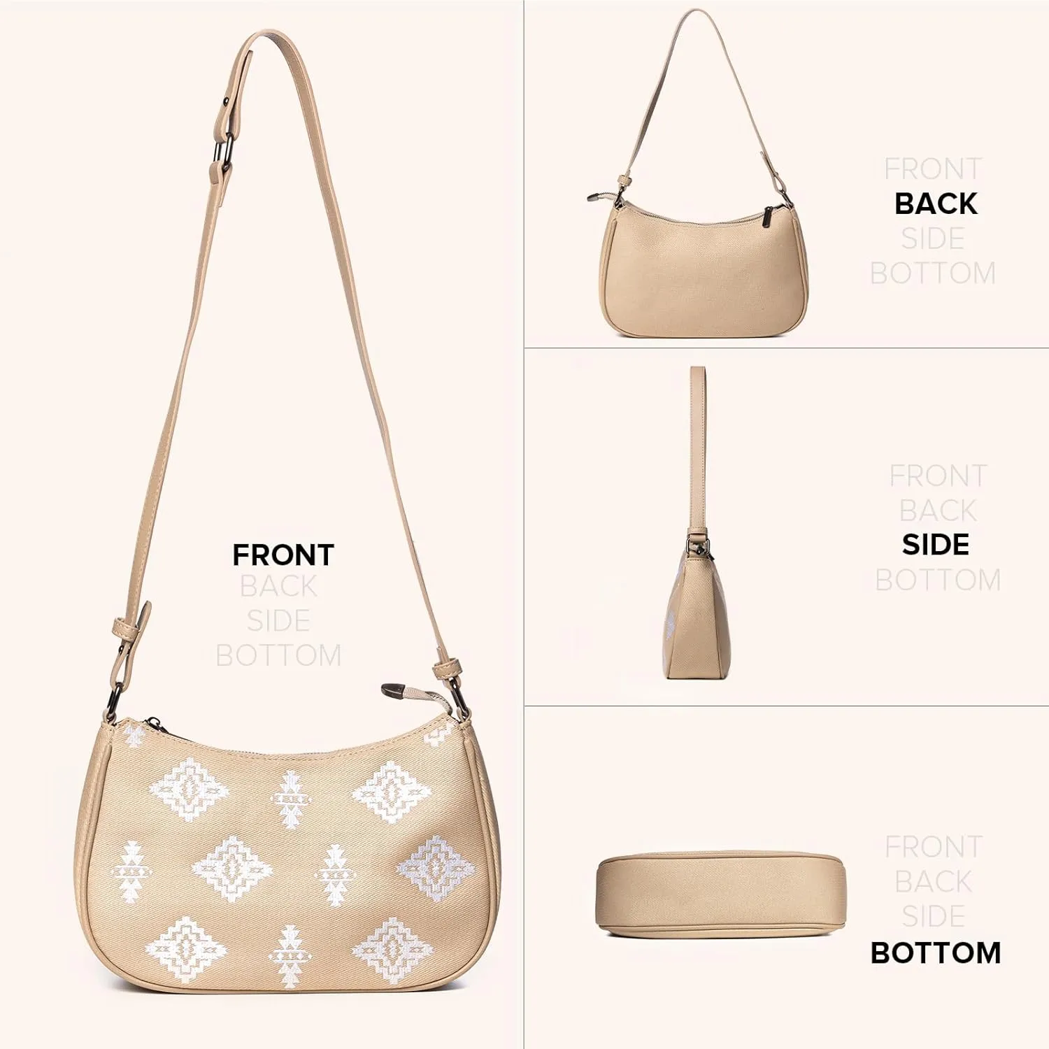Southwest Small Shoulder Bag, Mini Purse, Womens Crossbody Clutch Purses, With 2 Removable Straps