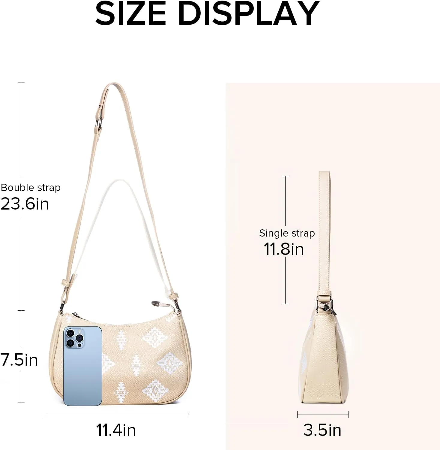 Southwest Small Shoulder Bag, Mini Purse, Womens Crossbody Clutch Purses, With 2 Removable Straps