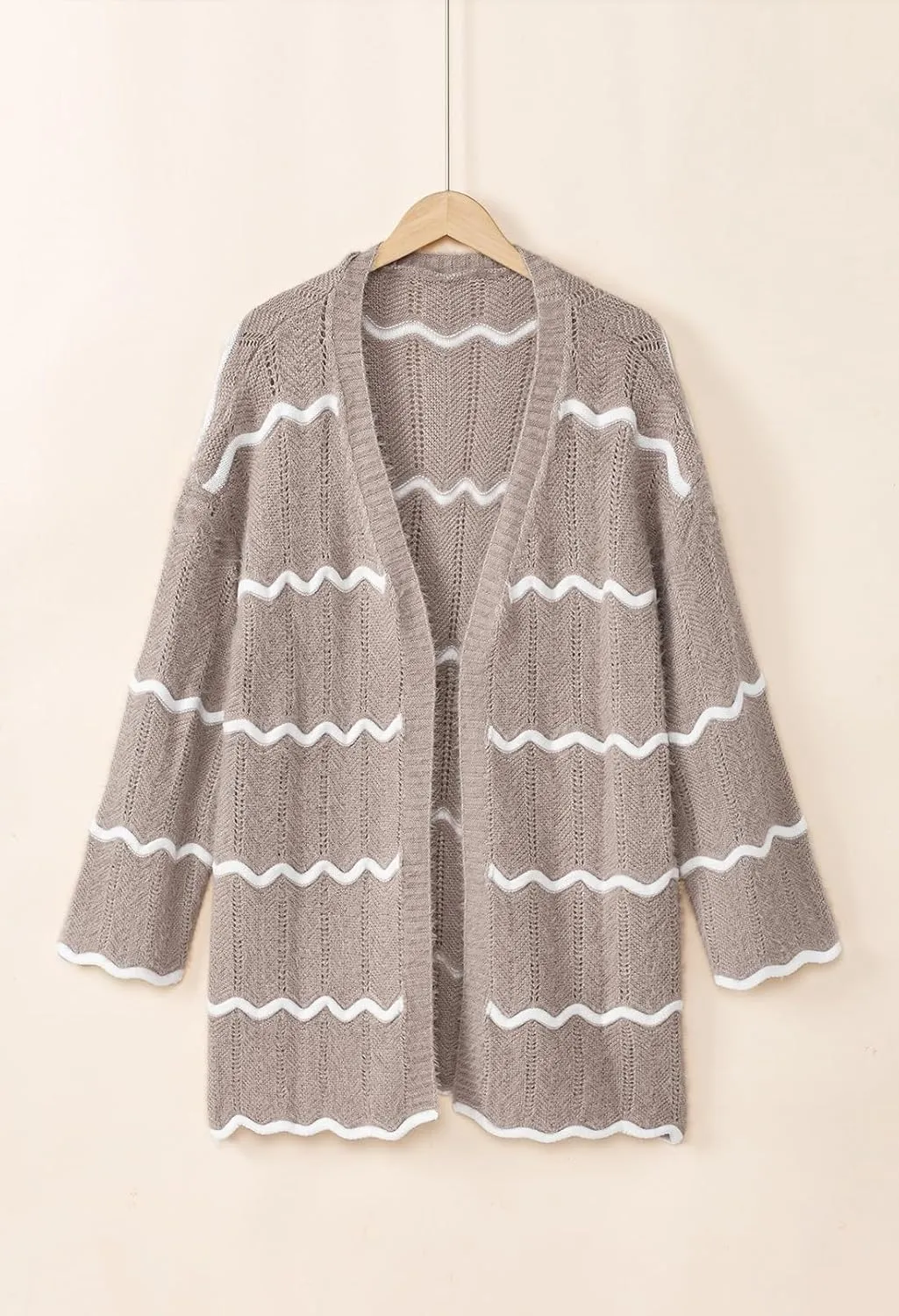 Sovoyontee Women's Oversized Striped Cardigan 2024 Fall Open Front Lightweight Cardigans Knit Sweater Coats
