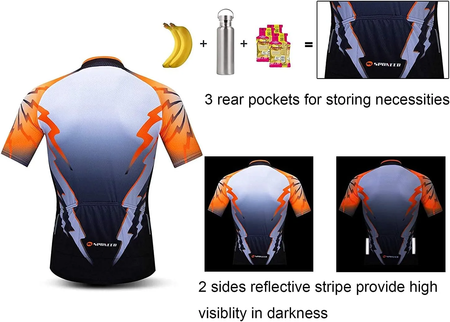 sponeed Men's Cycling Jersey and Bib Short Suit Bicycle Wear Padded Bike Tights