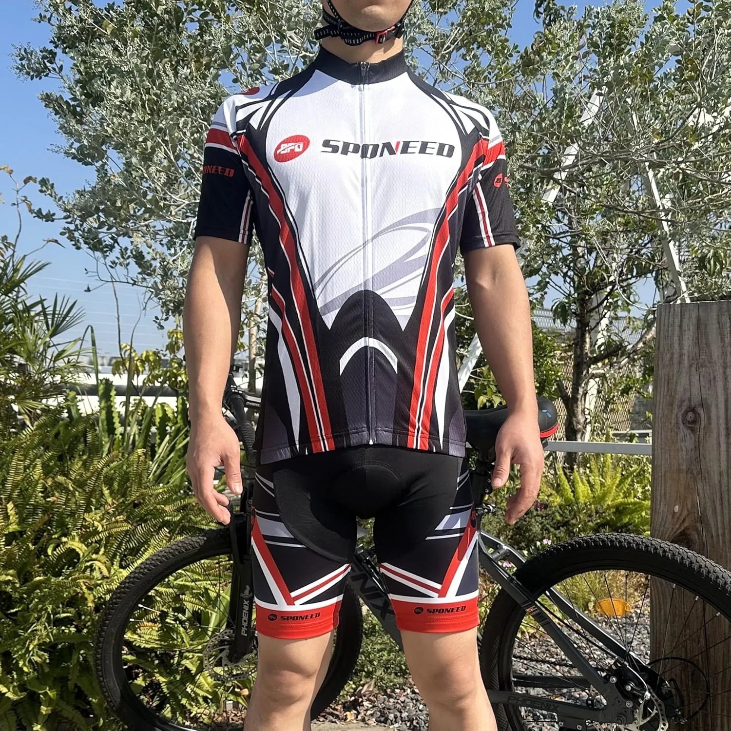 sponeed Men's Cycling Jersey and Bib Short Suit Bicycle Wear Padded Bike Tights