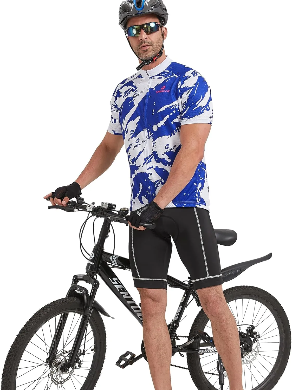 sponeed Men's Cycling Jerseys Tops Biking Shirts Short Sleeve Bike Clothing Full Zipper Bicycle Jacket with Pockets
