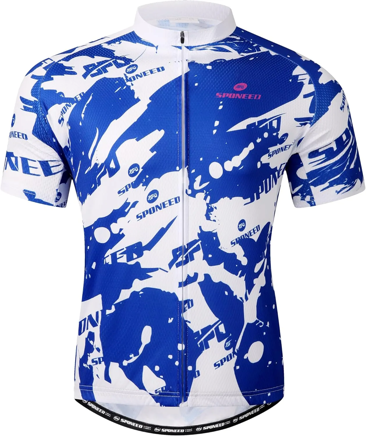 sponeed Men's Cycling Jerseys Tops Biking Shirts Short Sleeve Bike Clothing Full Zipper Bicycle Jacket with Pockets