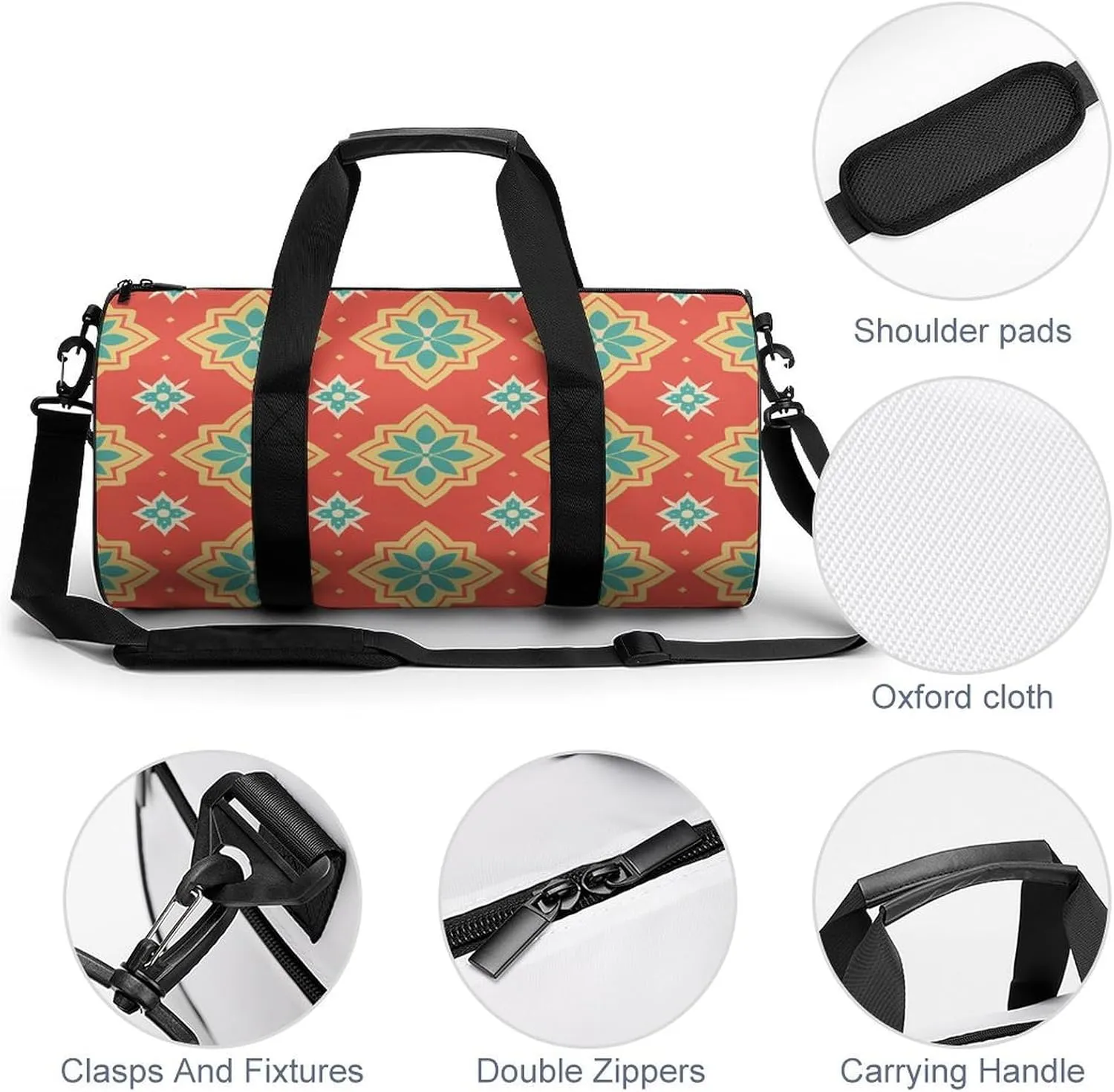 Sports Gym Bag for Women Men Travel Duffel Bag With Orange Border Weekender Bag Canvas Carry on Overnight Bag for Travel Swimming Fitness Workout Sports Duffle Bag, 17.7in/9in/9in, style-2-3