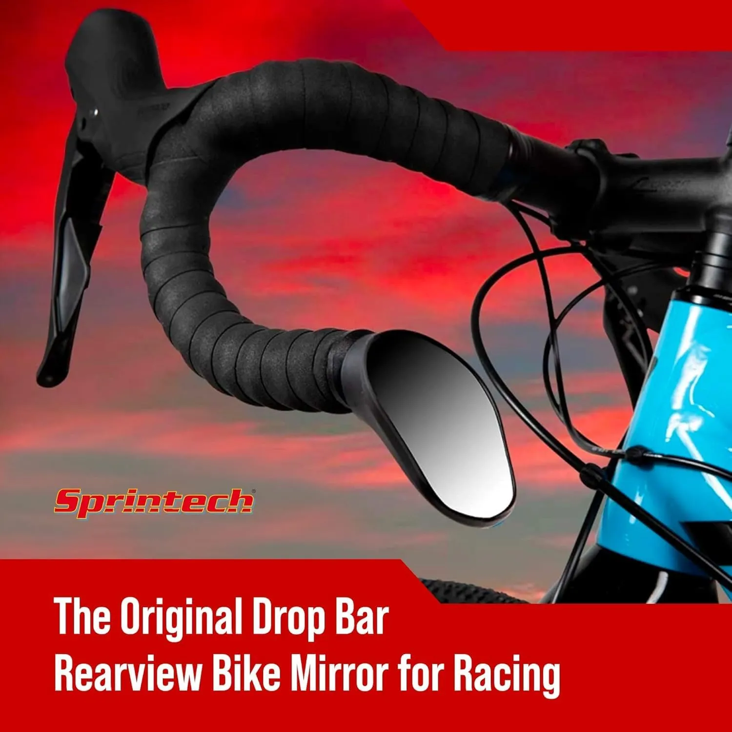 Sprintech Swiss-Made Convex Chrome-Plated Bike Mirror for Drop Bars – Hand-Finished, Adjustable, Reflective Surface, Durable ABS Housing, Universal Fit for Enhanced Rear Visibility (Black, Single)