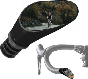 Sprintech Swiss-Made Convex Chrome-Plated Bike Mirror for Drop Bars – Hand-Finished, Adjustable, Reflective Surface, Durable ABS Housing, Universal Fit for Enhanced Rear Visibility (Black, Single)
