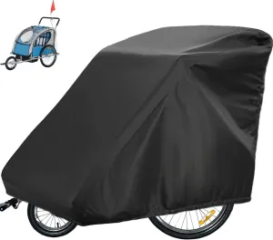 Sqodok Bicycle Trailer Cover, Waterproof Bike Trailer Storage Cover 420D Oxford Material with PU Coating, Kid's Pet Bike Trailer Cover Anti-UV, Windproof, Dustproof, 55x 33x 39 inch