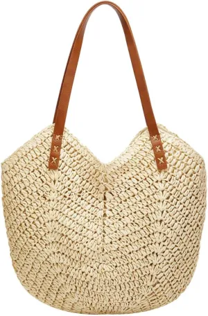 Straw Bags for Women Summer Beach Woven Tote Hobo Handbag Casual Straw Shoulder Bags for Travel Vocation
