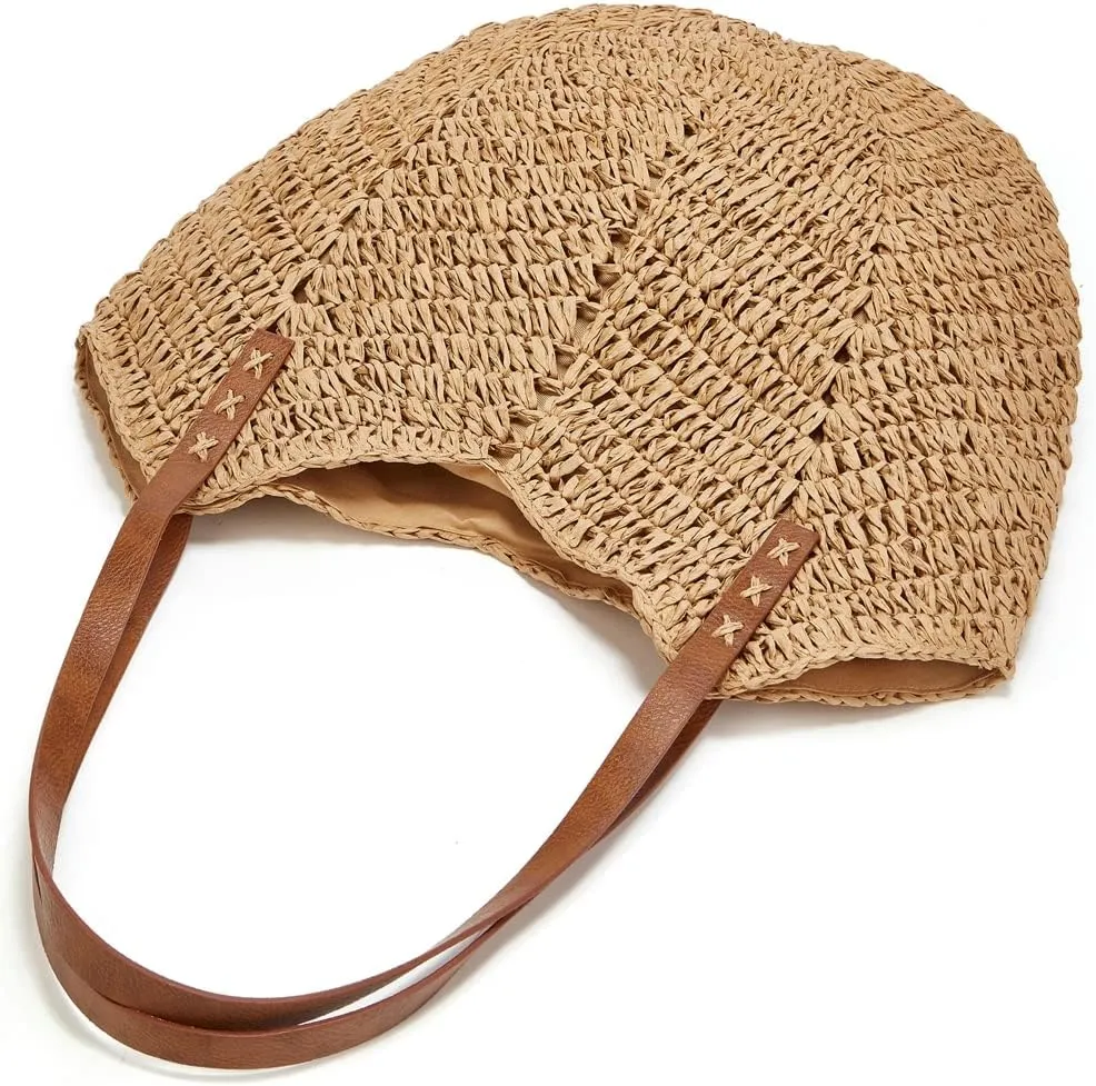 Straw Bags for Women Summer Beach Woven Tote Hobo Handbag Casual Straw Shoulder Bags for Travel Vocation