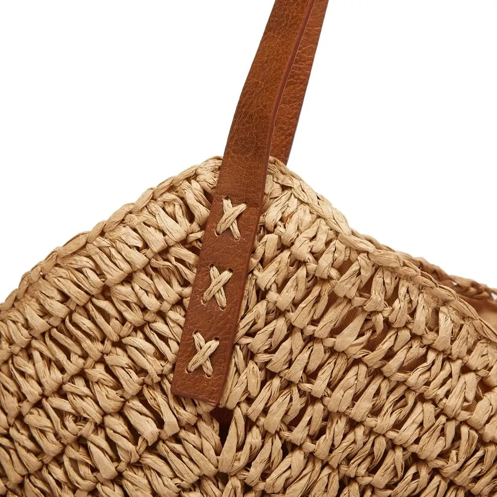 Straw Bags for Women Summer Beach Woven Tote Hobo Handbag Casual Straw Shoulder Bags for Travel Vocation