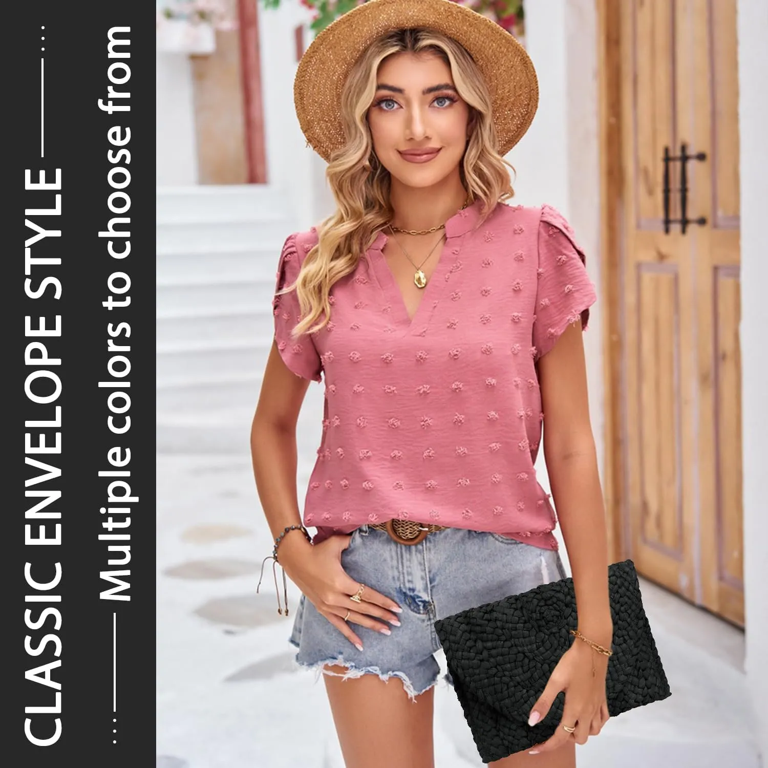Straw Clutch Bag for Women Envelope Woven Clutch Handbag Summer Beach Purse