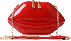 SUKUTU Patent Leather Lip Purse Box Clutch Lip Shaped Party Prom Unique Design Purses Womens Evening Clutch for Teen Girls