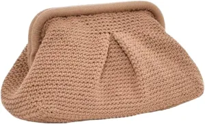 Summer Beach Clutch Purses for Women Woven Crochet Handbags Dumpling Clutch Ruched Cloud Purse Casual Colorblock Bag