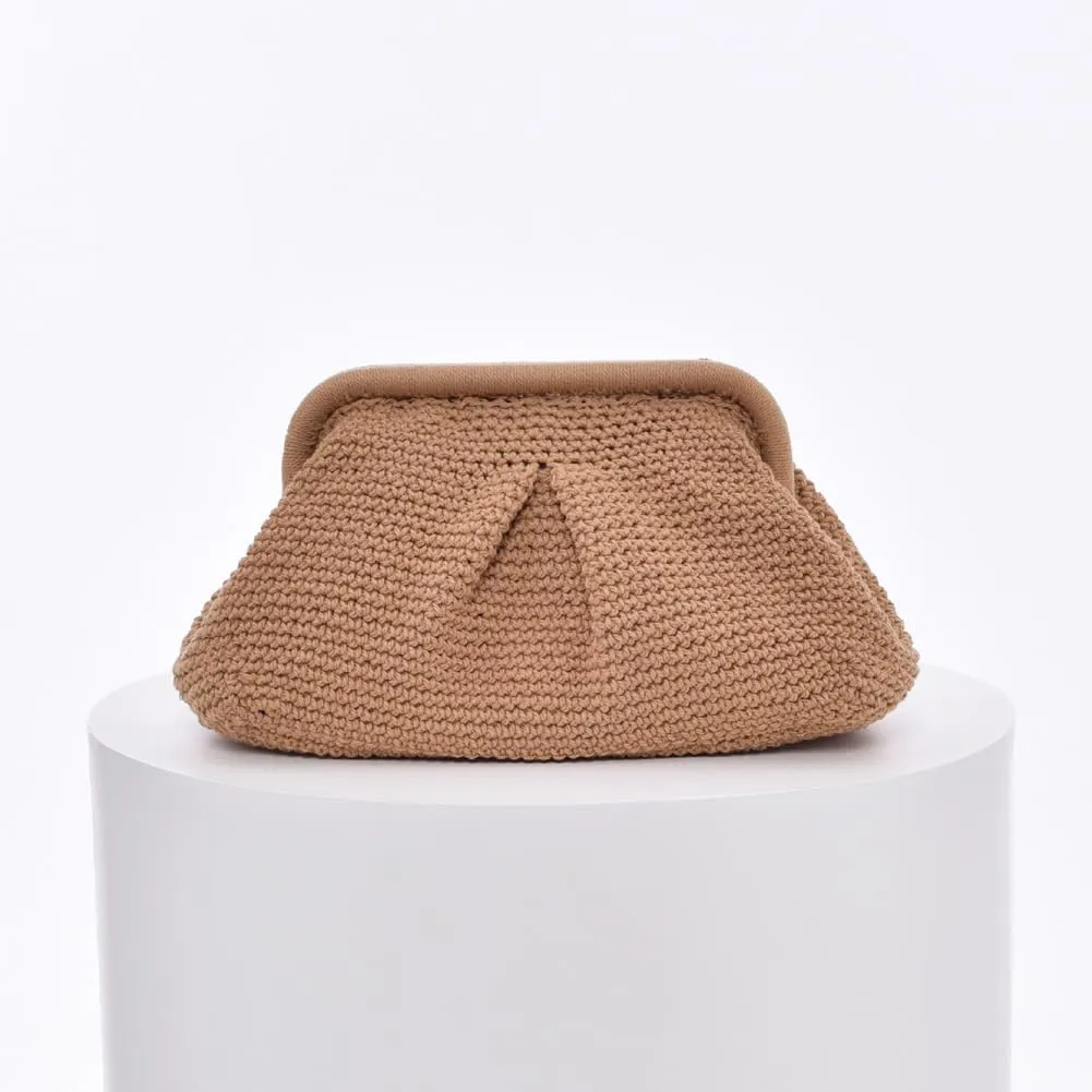Summer Beach Clutch Purses for Women Woven Crochet Handbags Dumpling Clutch Ruched Cloud Purse Casual Colorblock Bag