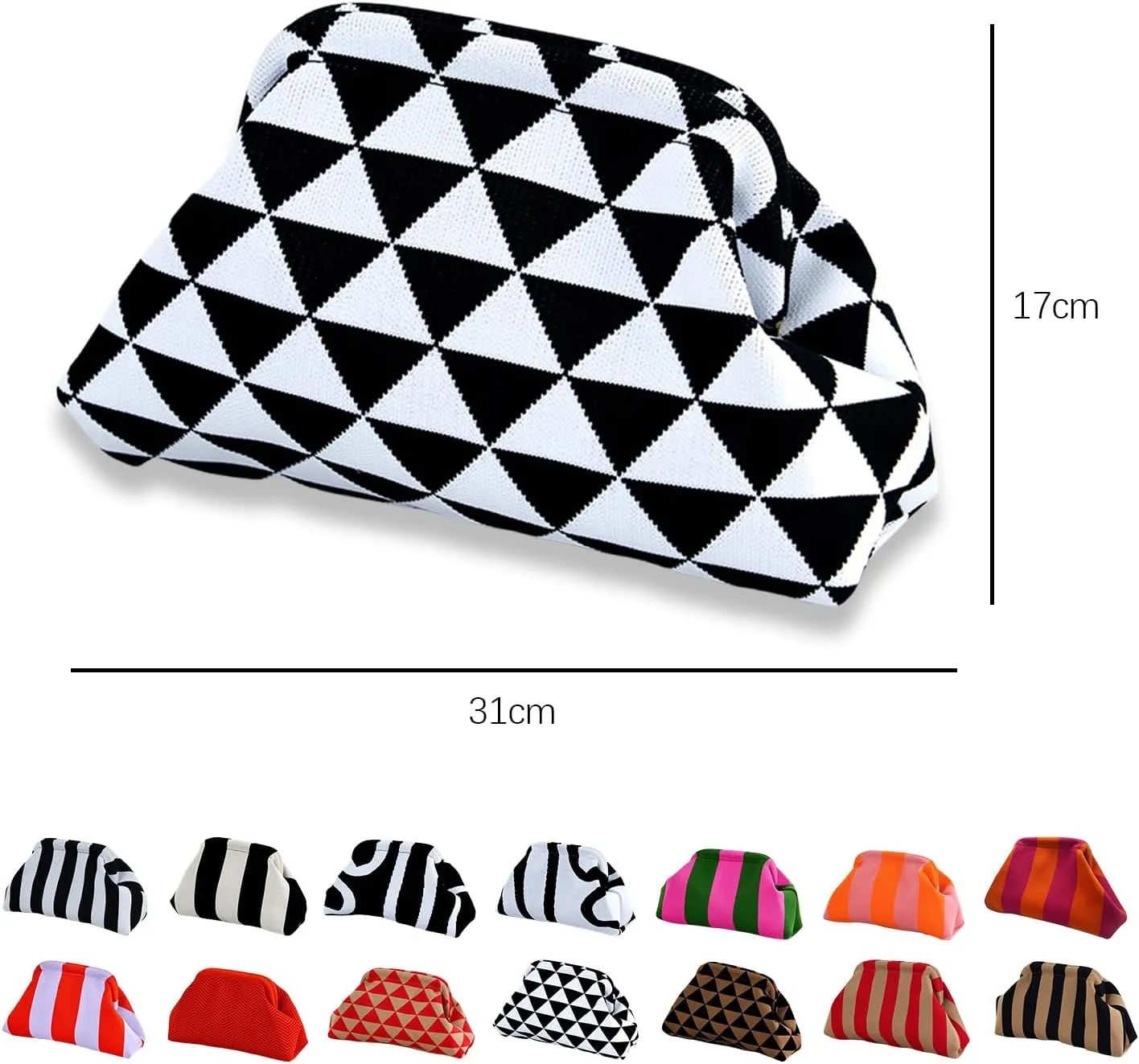 Summer Beach Dumpling Clutch Purses for Women, Woven Crochet Handbags Ruched Cloud Colorblock 2024