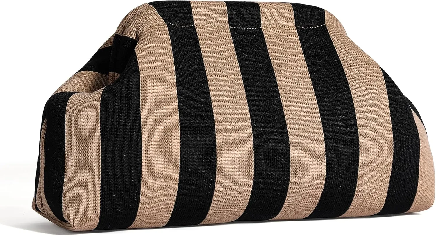 Summer Beach Purses Woven Crochet Handbags Dumpling Clutch Ruched Cloud Clutch Casual Bag for Women
