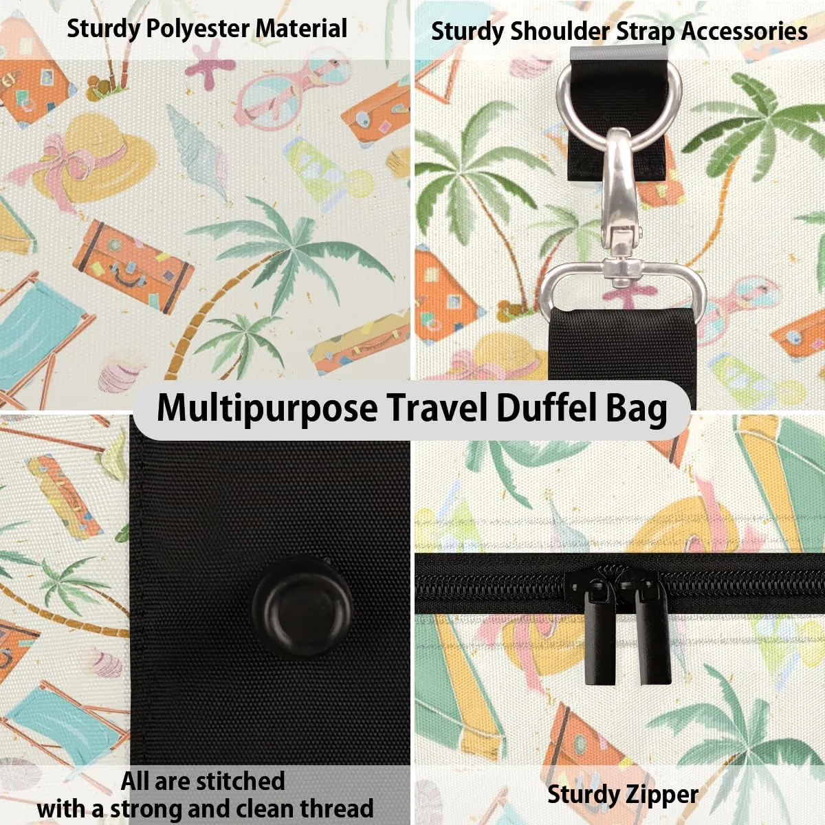 Summer Beach Themed Travel Duffle Bag, Weekender Bags for Women Men, Carry on Overnight Bag Waterproof Gym Bags, Hospital Bag for Labor and Delivery