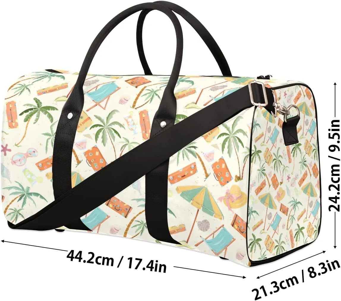 Summer Beach Themed Travel Duffle Bag, Weekender Bags for Women Men, Carry on Overnight Bag Waterproof Gym Bags, Hospital Bag for Labor and Delivery