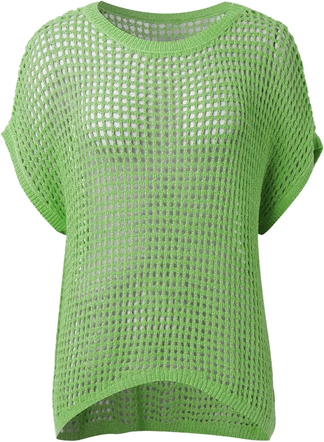 Summer Crochet Tops for Women Loose Off The Shoulder Shirts Hollow Out Knit Short Sleeve Sweater Top Beach Coverup