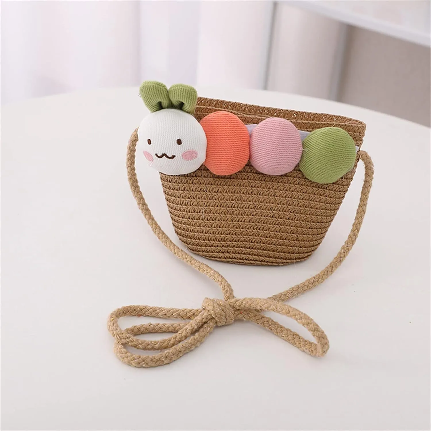 Summer Straw Hat Bag Set Woven Wide Brim Sun Beach Hats with Shoulder Bag Outdoor Outfit Set for Toddler Girl Sun