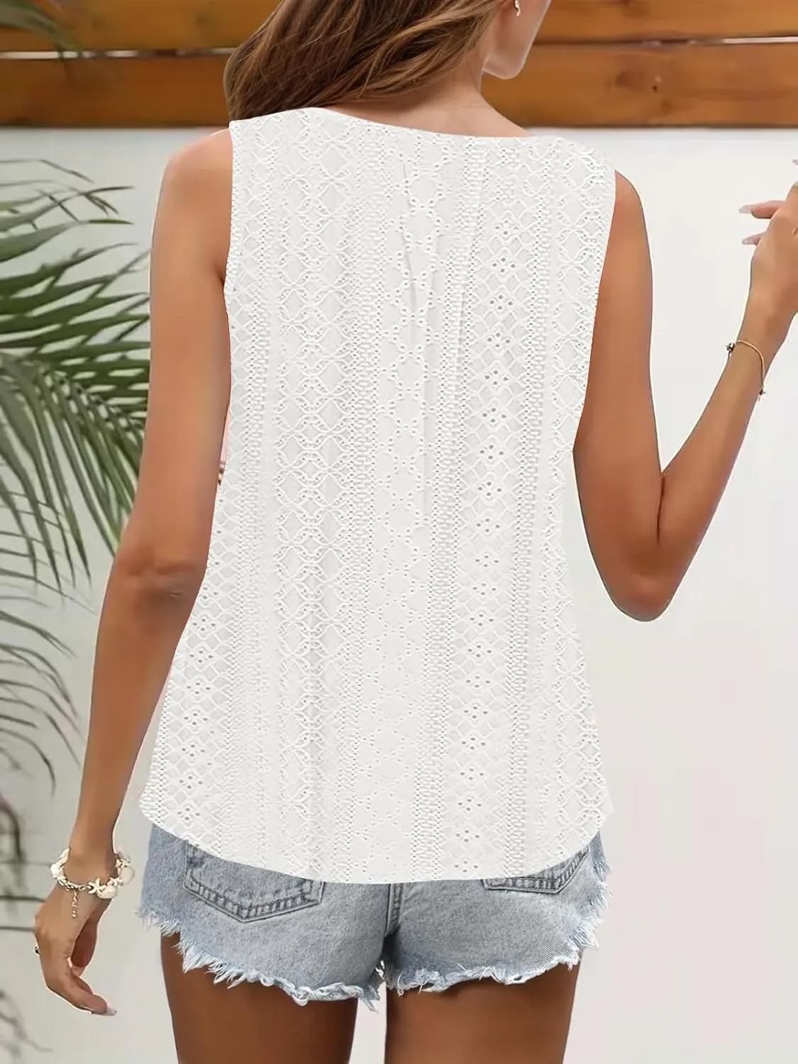 Summer Tank Tops for Women Pleated Square Neck O Ring Shoulder Sleeveless Shirts Casual Loose Fit Trendy Blouses