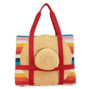 Sun N Sand Sunny Day Artistic Shoulder Tote with Built-in Hat Carrier
