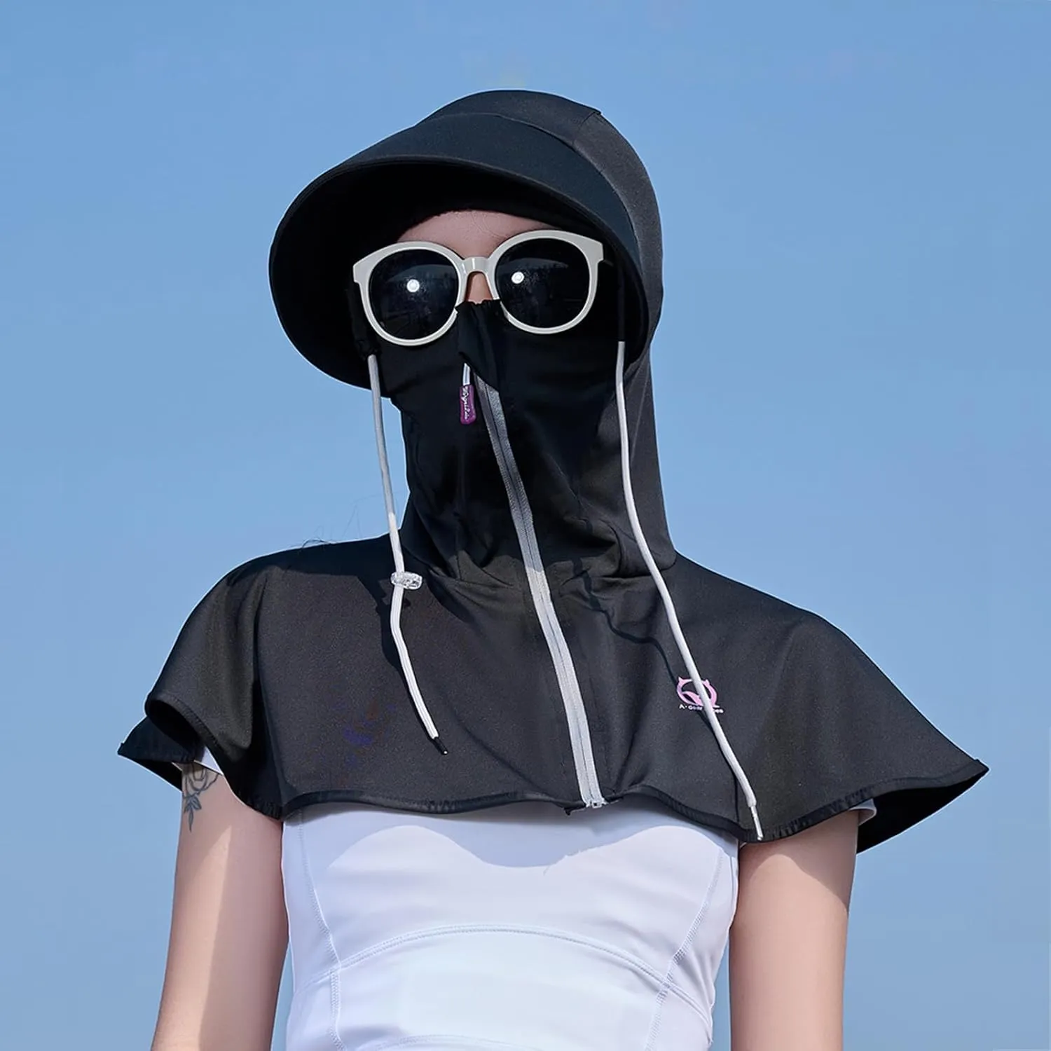 Sun Protection Face Mask, Women UPF50  Full Face Cover, UV Protection Shoulder, Cooling Neck Gaiter for Cycling