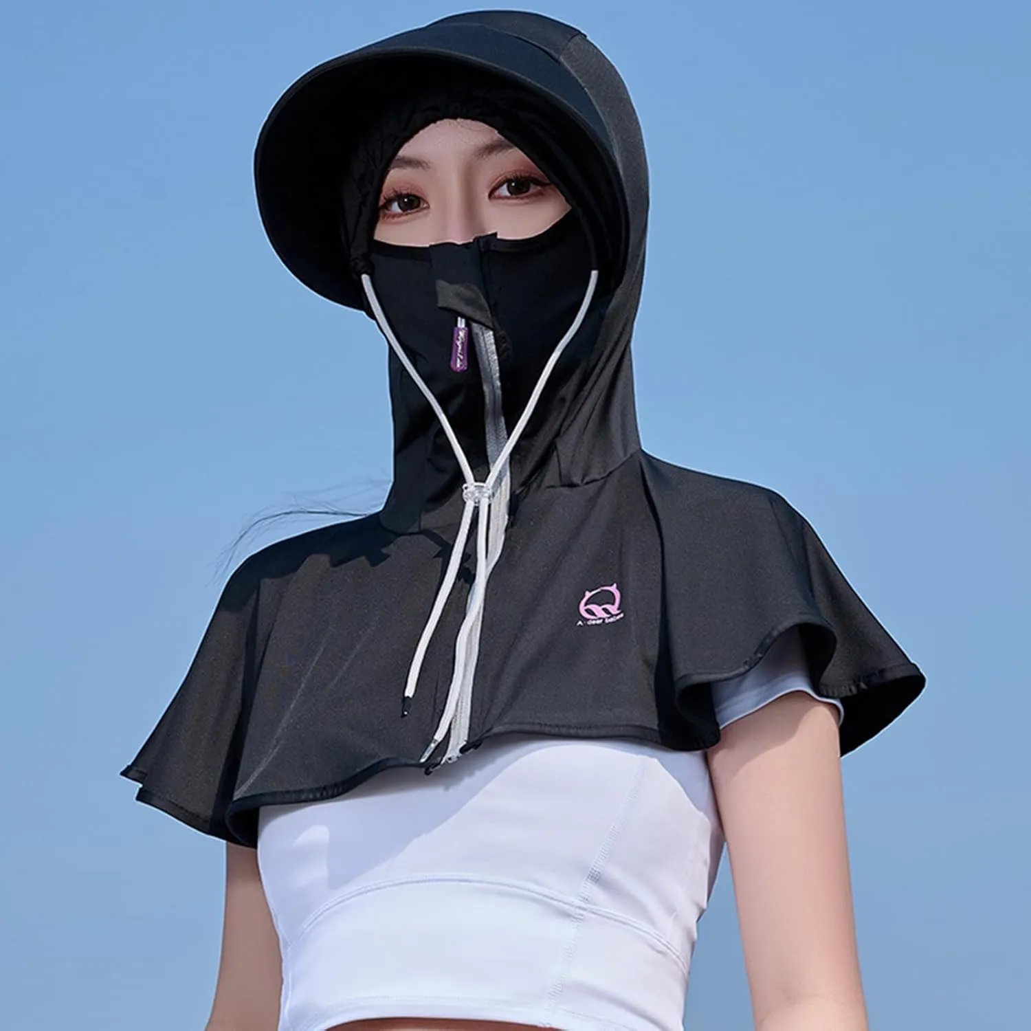 Sun Protection Face Mask, Women UPF50  Full Face Cover, UV Protection Shoulder, Cooling Neck Gaiter for Cycling