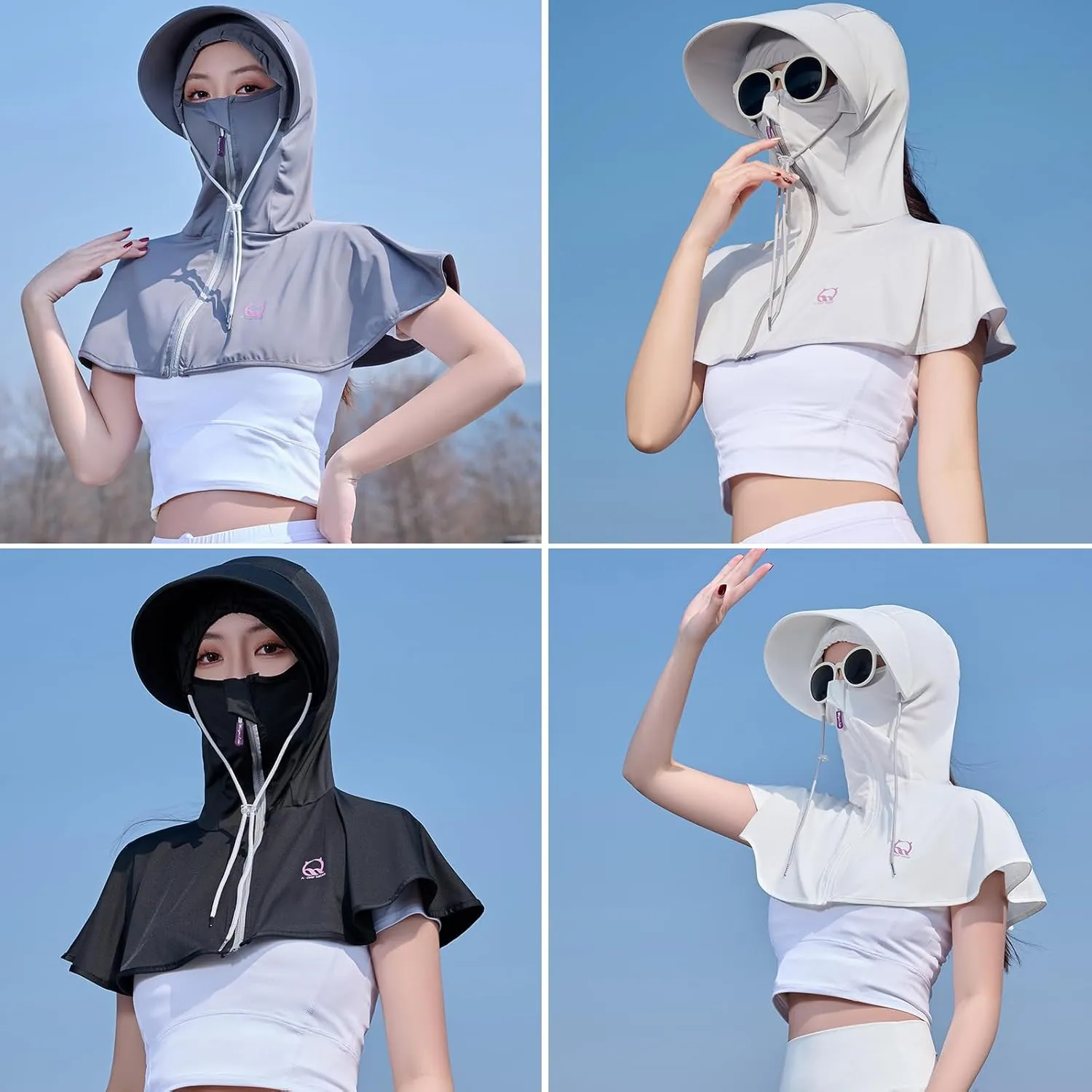 Sun Protection Face Mask, Women UPF50  Full Face Cover, UV Protection Shoulder, Cooling Neck Gaiter for Cycling