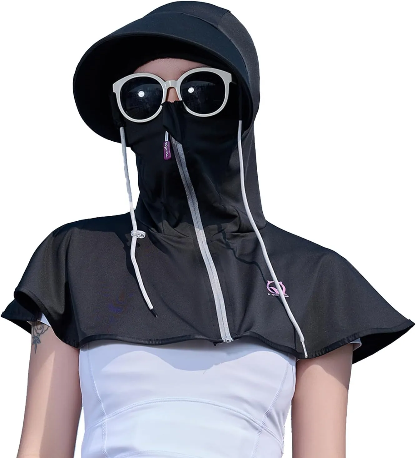 Sun Protection Face Mask, Women UPF50  Full Face Cover, UV Protection Shoulder, Cooling Neck Gaiter for Cycling