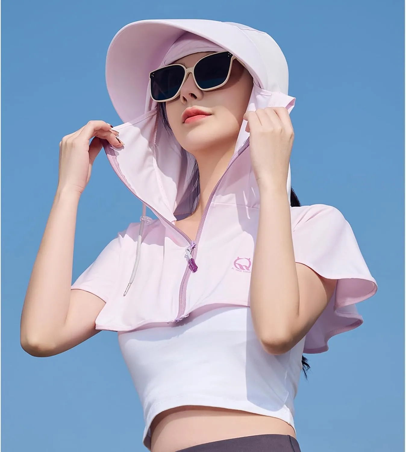 Sun Protection Face Mask, Women UPF50  Full Face Cover, UV Protection Shoulder, Cooling Neck Gaiter for Cycling