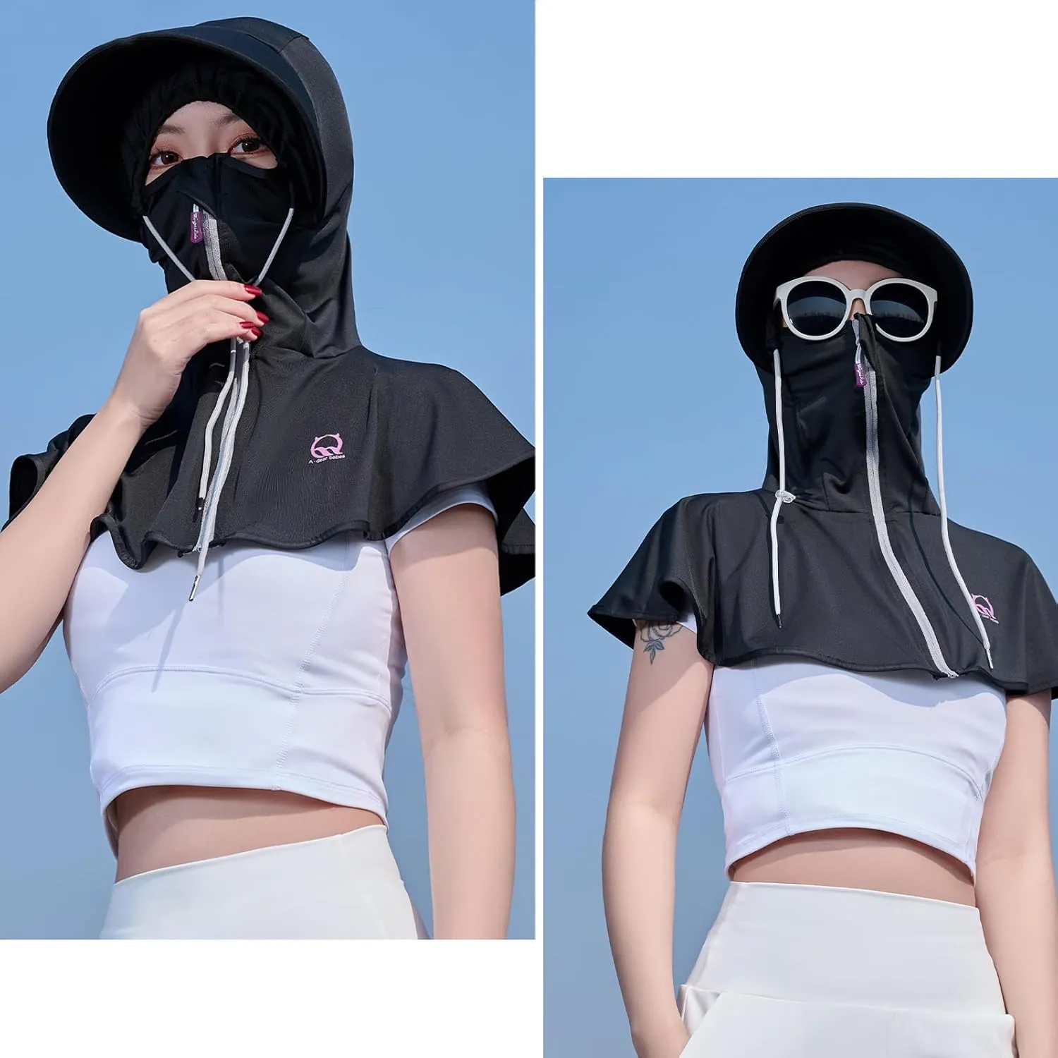 Sun Protection Face Mask, Women UPF50  Full Face Cover, UV Protection Shoulder, Cooling Neck Gaiter for Cycling