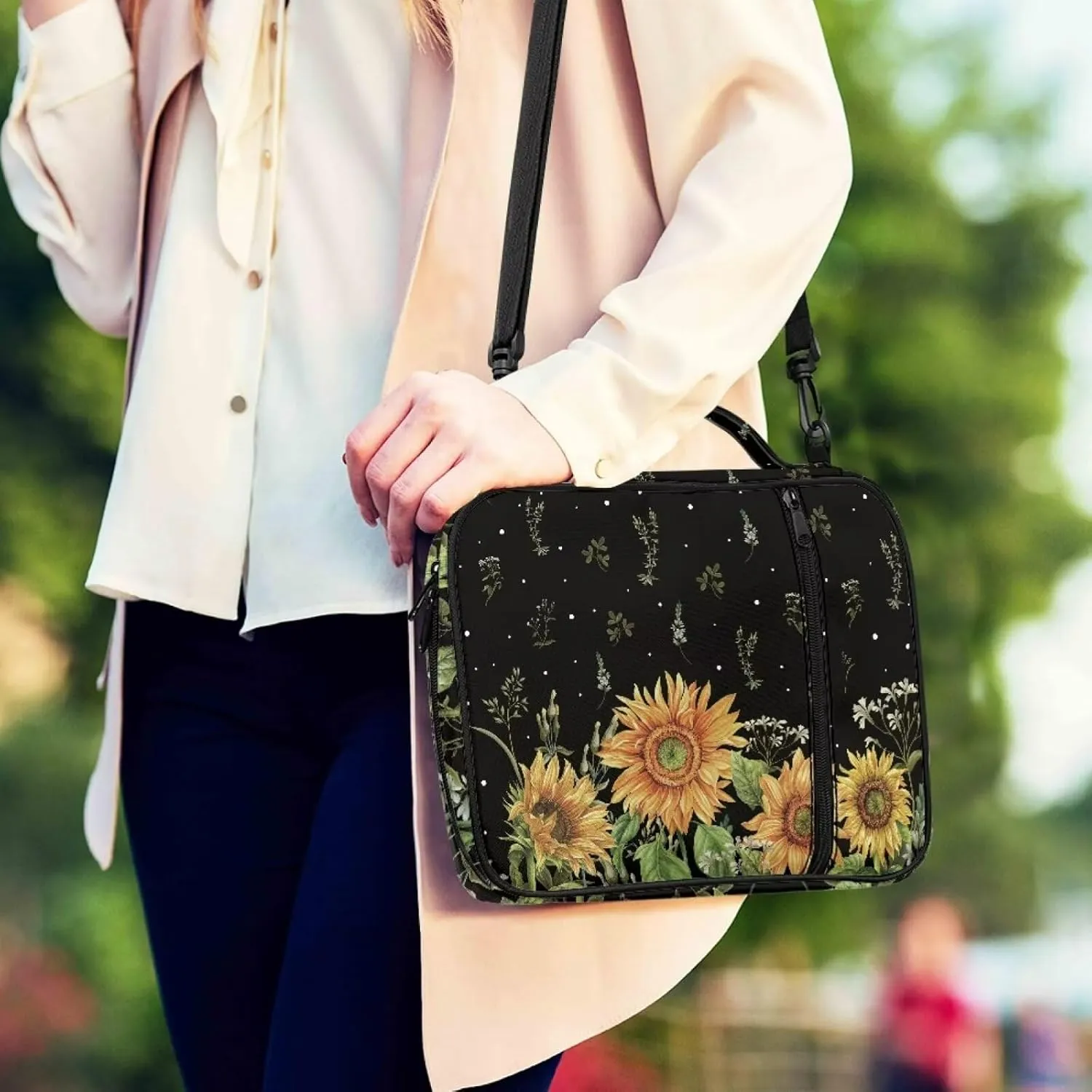 Sunflower Bible Cover Bible Cover Case for Women Girls Scripture Bag Book Protective Carrying Carrier with Pockets Standard Size Bible Carrying Case