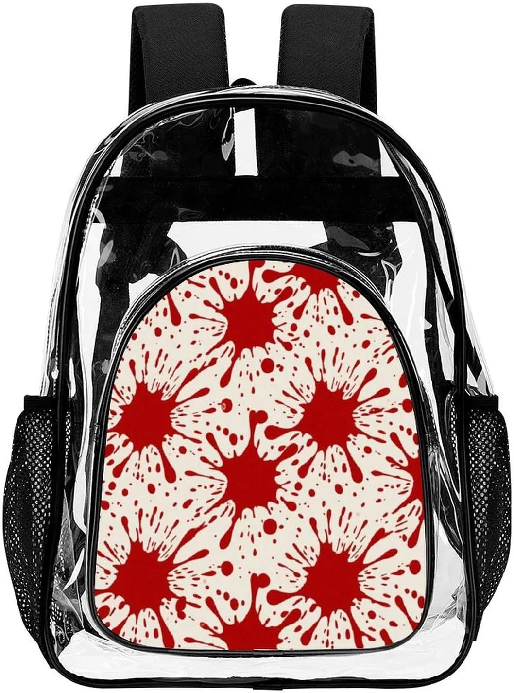 Supdreamc Lightweight Backpack for Gym Travel Bicycle - Big Capacity Multipurpose Transparent Carry On Bag, Splatter Red Blood Art Travel Hiking Bag & Day Pack