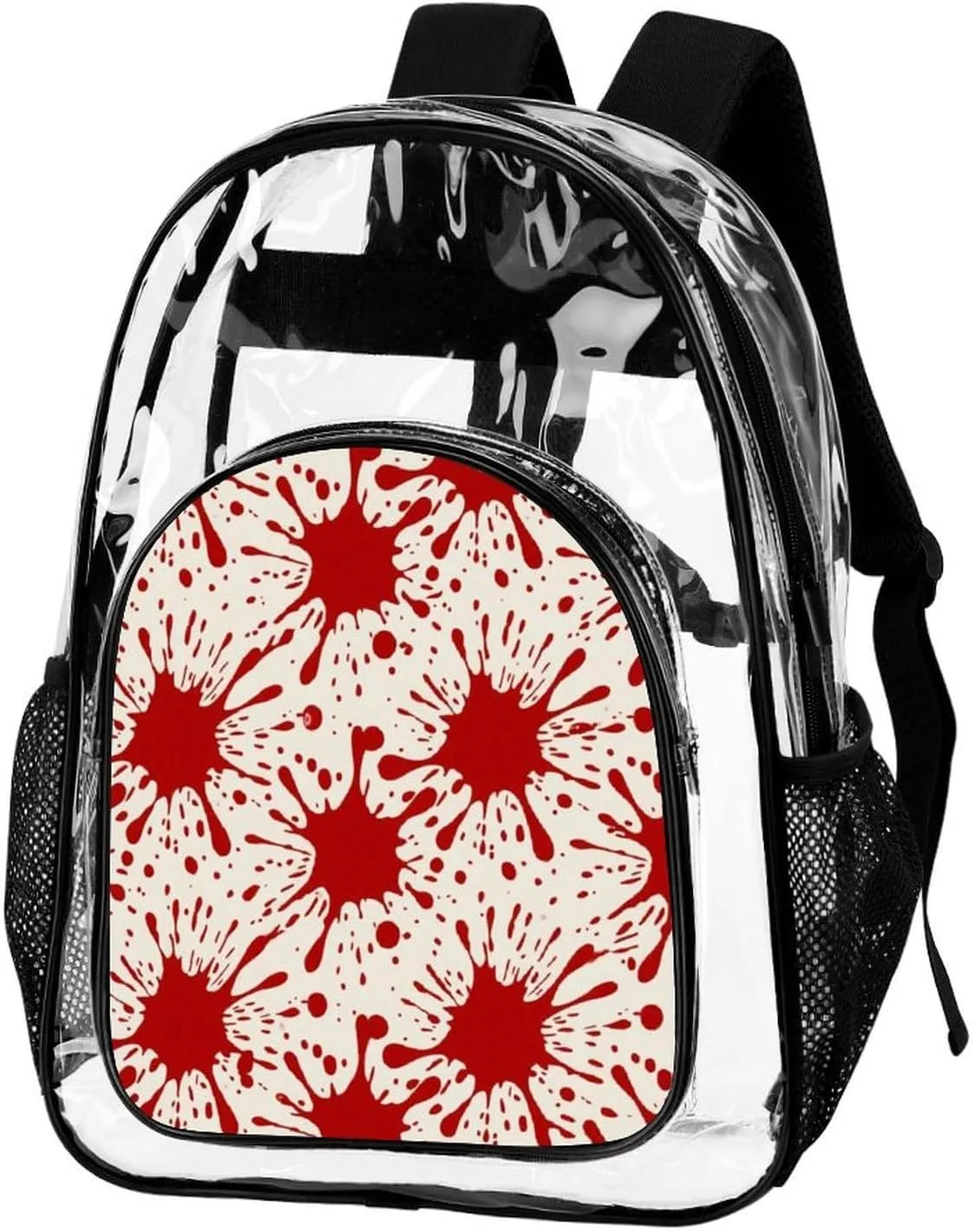 Supdreamc Lightweight Backpack for Gym Travel Bicycle - Big Capacity Multipurpose Transparent Carry On Bag, Splatter Red Blood Art Travel Hiking Bag & Day Pack