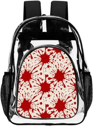 Supdreamc Lightweight Backpack for Gym Travel Bicycle - Big Capacity Multipurpose Transparent Carry On Bag, Splatter Red Blood Art Travel Hiking Bag & Day Pack
