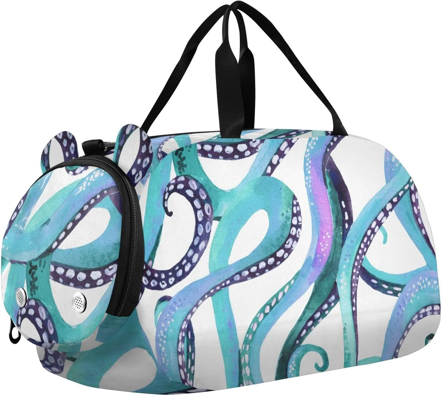 susiyo Small Duffle Bag Blue Octopus Tentacles Kids Duffle Bag for Boys Girls Dance Bag Gym Bag