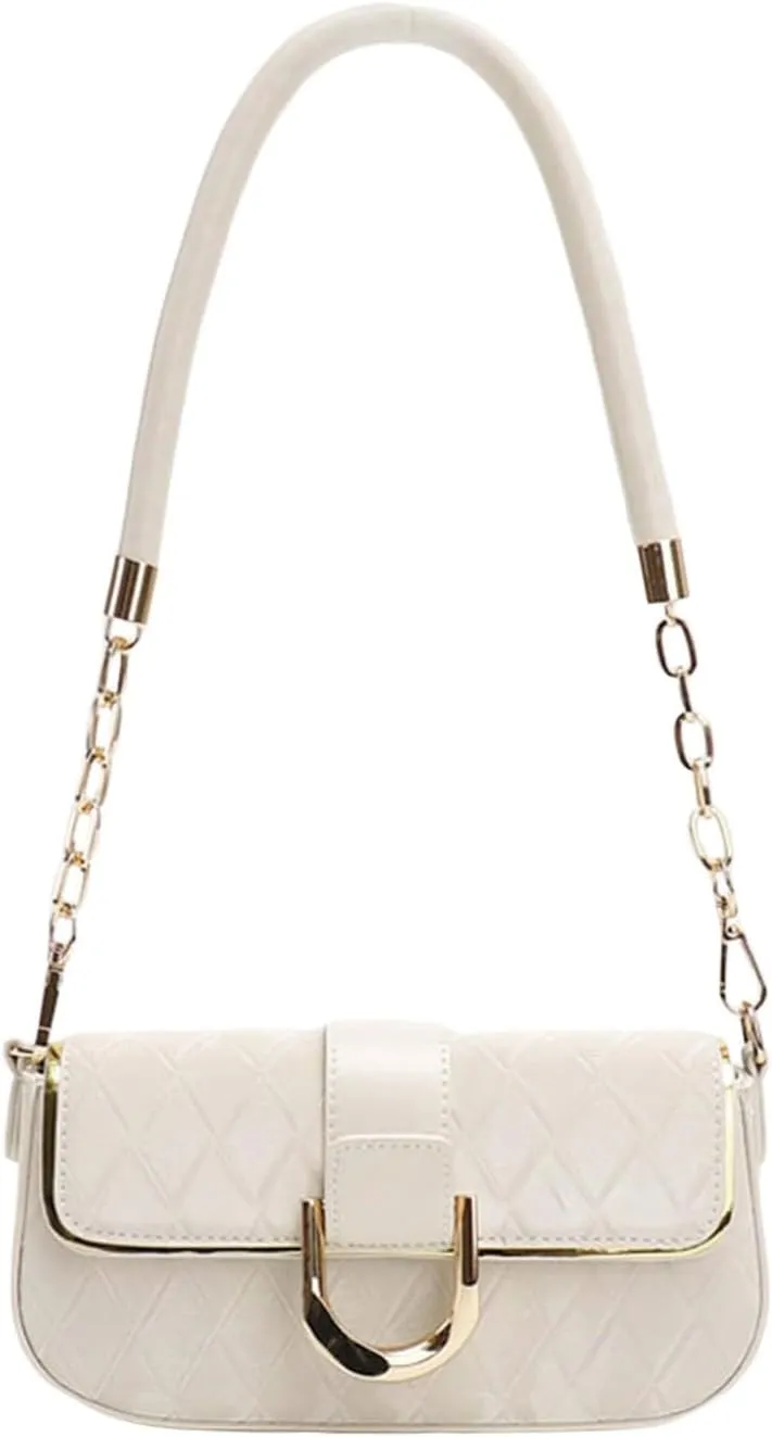 SweatyRocks Women's Quilted Top Handle Flap Purses Leather Shoulder Bags with Chain Strap