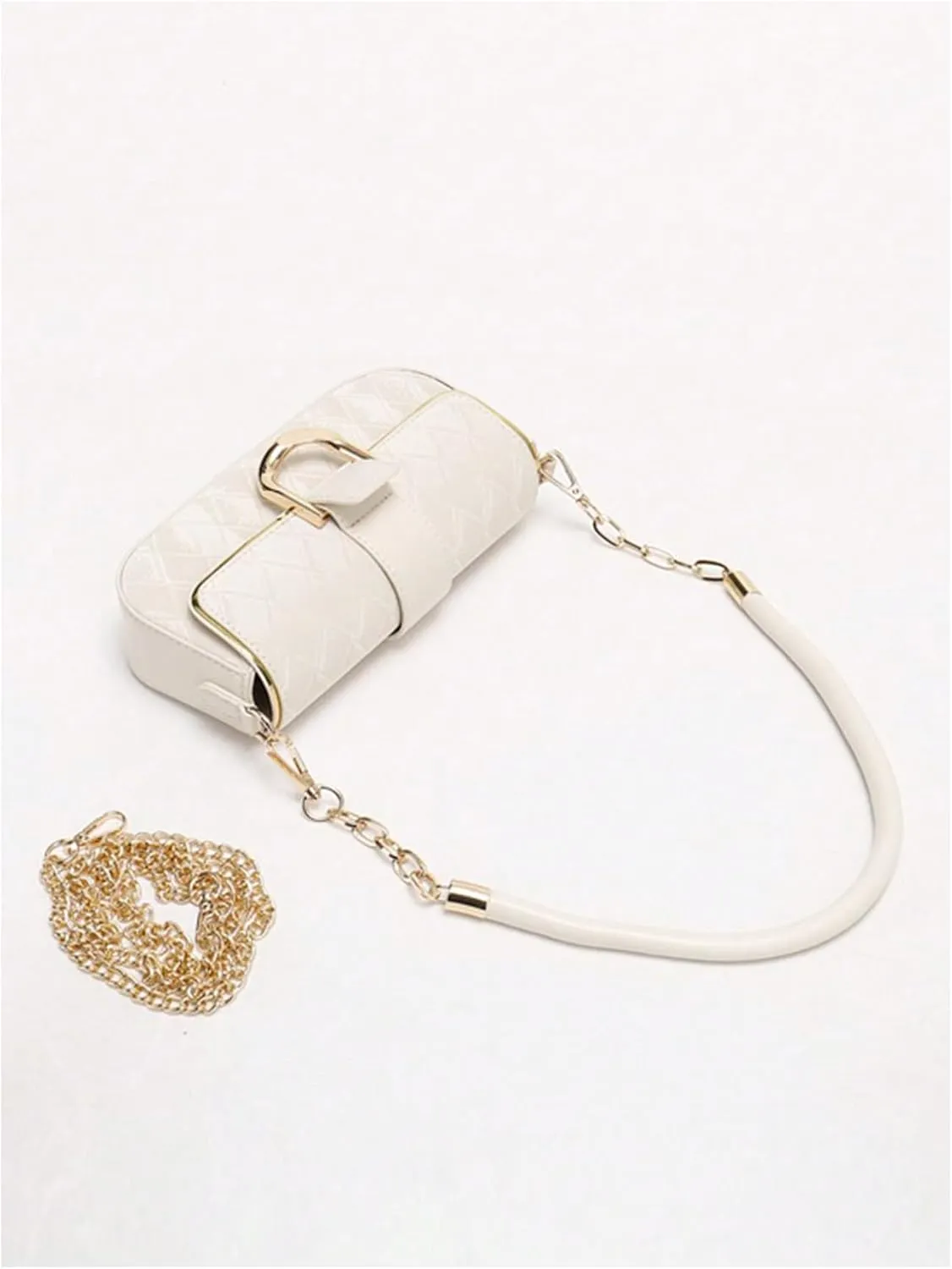 SweatyRocks Women's Quilted Top Handle Flap Purses Leather Shoulder Bags with Chain Strap