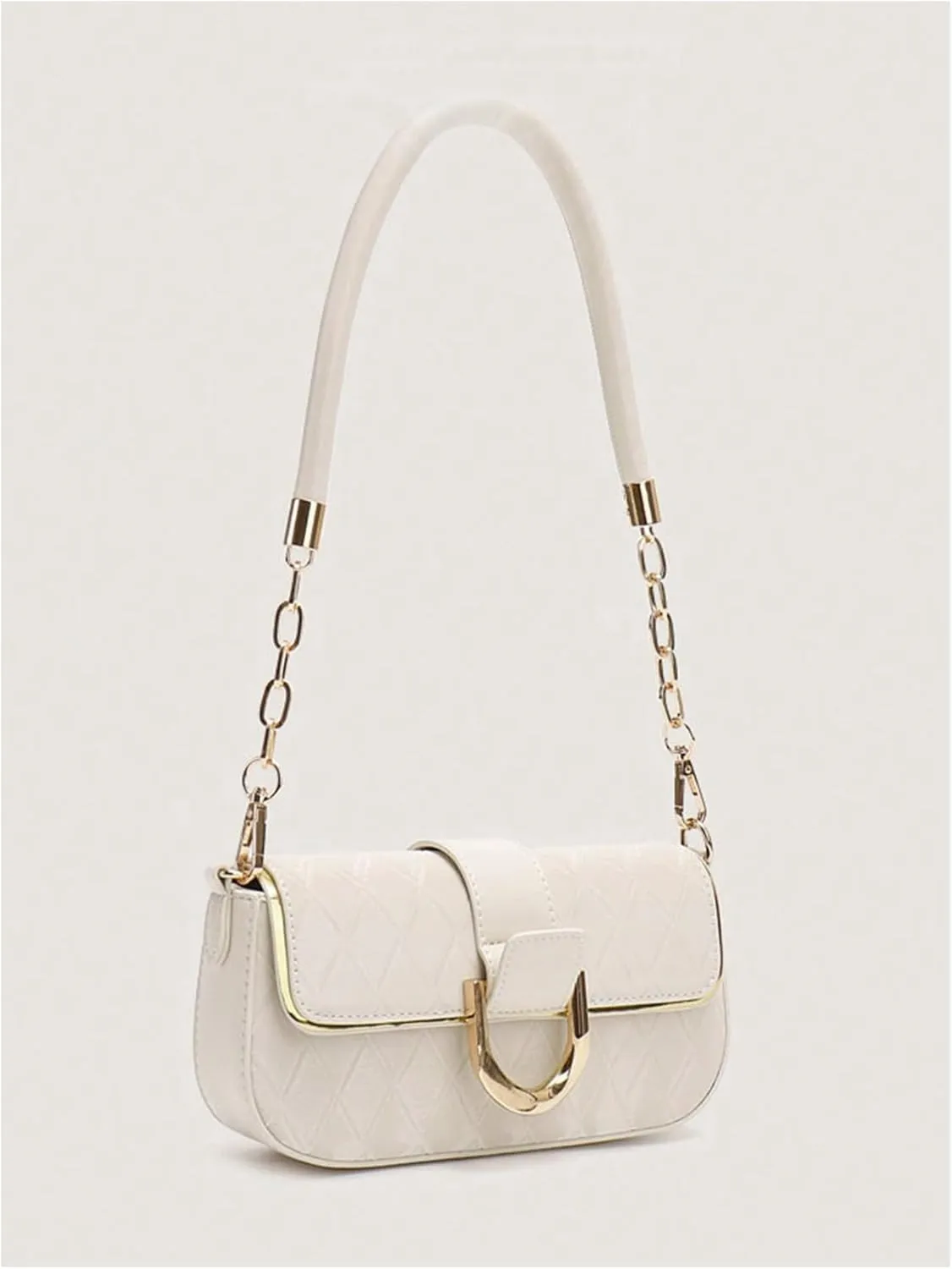 SweatyRocks Women's Quilted Top Handle Flap Purses Leather Shoulder Bags with Chain Strap