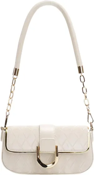 SweatyRocks Women's Quilted Top Handle Flap Purses Leather Shoulder Bags with Chain Strap