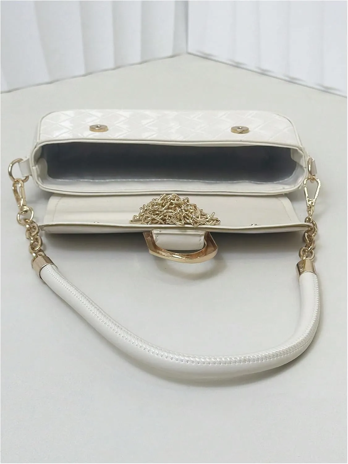 SweatyRocks Women's Quilted Top Handle Flap Purses Leather Shoulder Bags with Chain Strap
