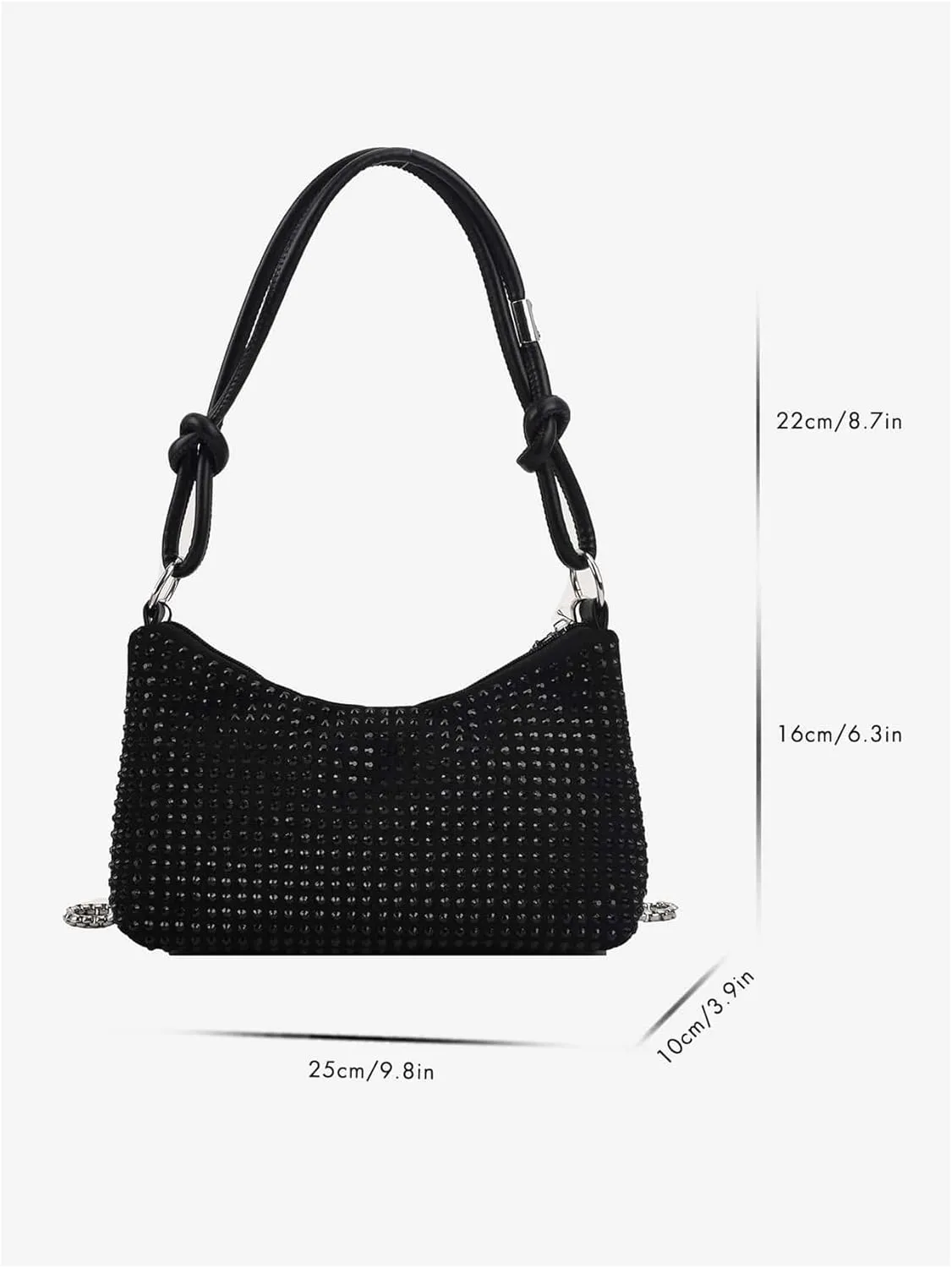 SweatyRocks Women's Rhinestone Shoulder Bag Top Handle Chain Strap Evening Clutch Purses