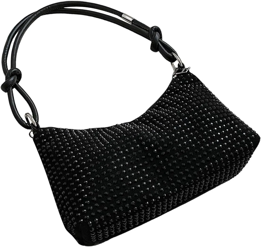 SweatyRocks Women's Rhinestone Shoulder Bag Top Handle Chain Strap Evening Clutch Purses