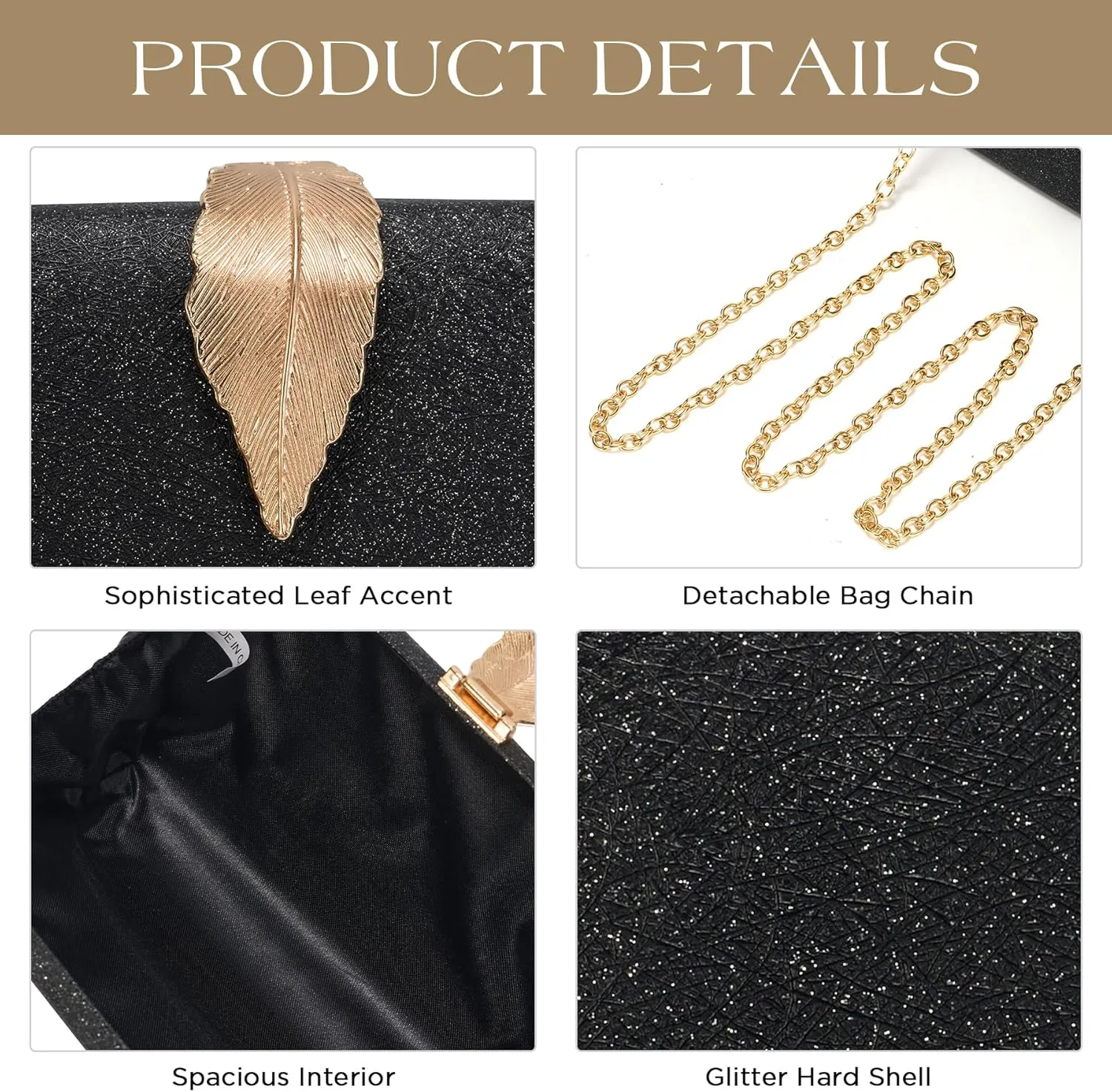 SWEETV Glitter Clutch Purses for Women Elegant Evening Bag for Parties, Weddings, and Formal Events