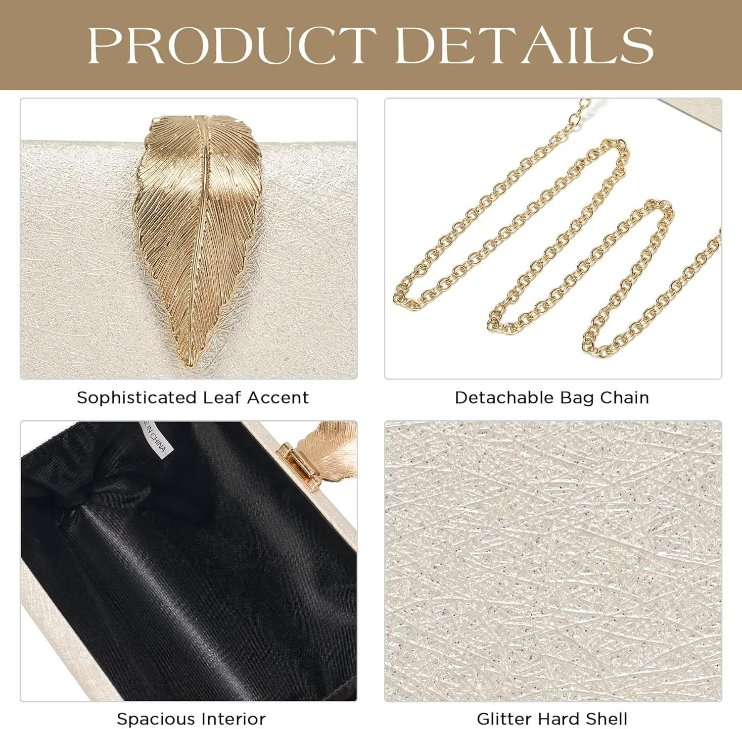 SWEETV Glitter Clutch Purses for Women Elegant Evening Bag for Parties, Weddings, and Formal Events