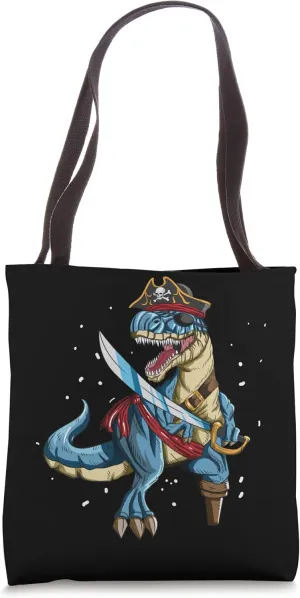 T-rex Pirate With Eye Patch Peg Leg And Saber Pirate Costume Tote Bag