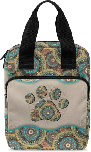 Talayituse Boho Mandala Print Bible Covers for Women Girl Dog Paw Design Bible Case Carrying Tote Bag Scripture Handbag Church Bag Bible Protector with Top Handle and Front Zipper Pocket