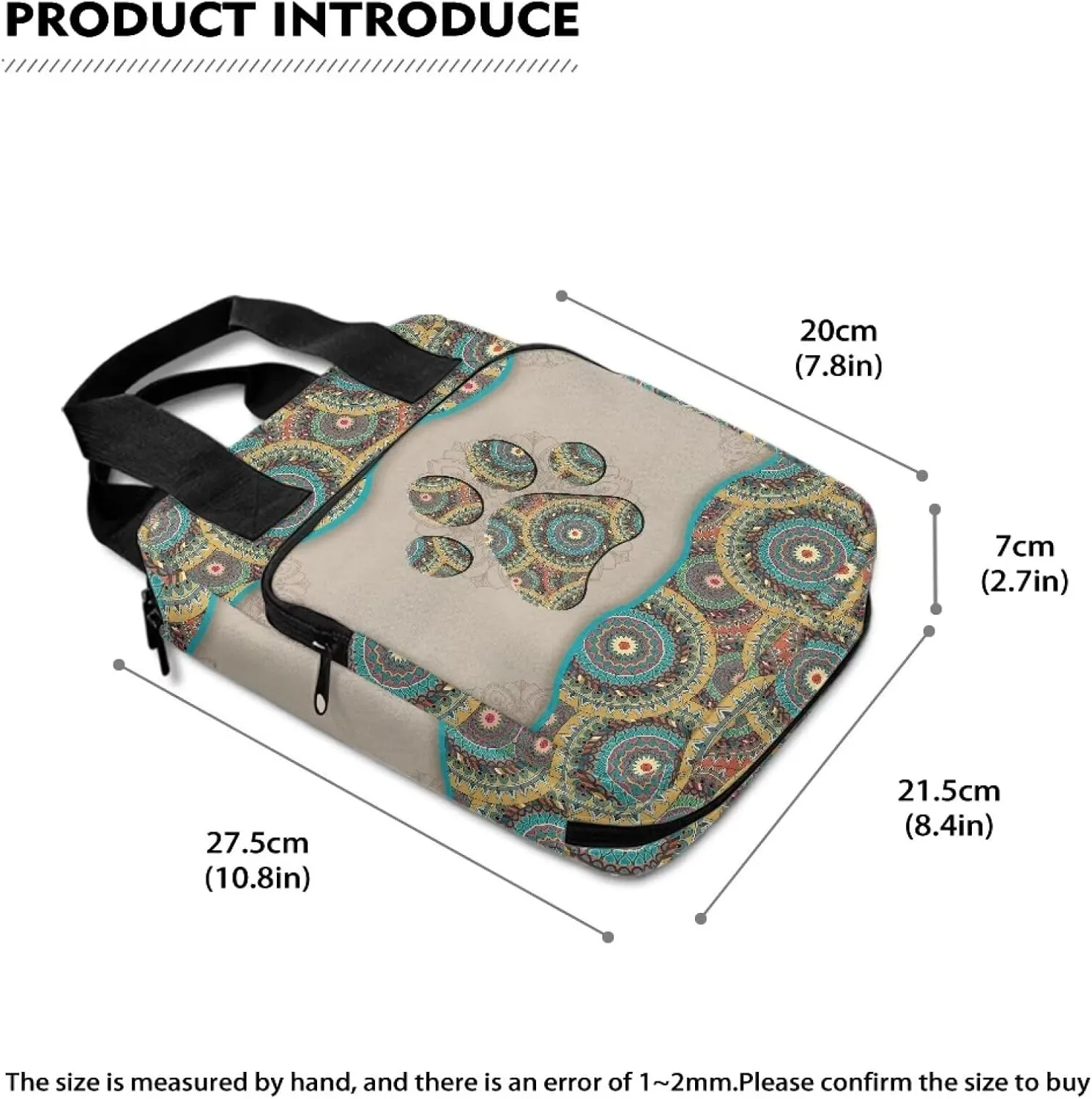 Talayituse Boho Mandala Print Bible Covers for Women Girl Dog Paw Design Bible Case Carrying Tote Bag Scripture Handbag Church Bag Bible Protector with Top Handle and Front Zipper Pocket