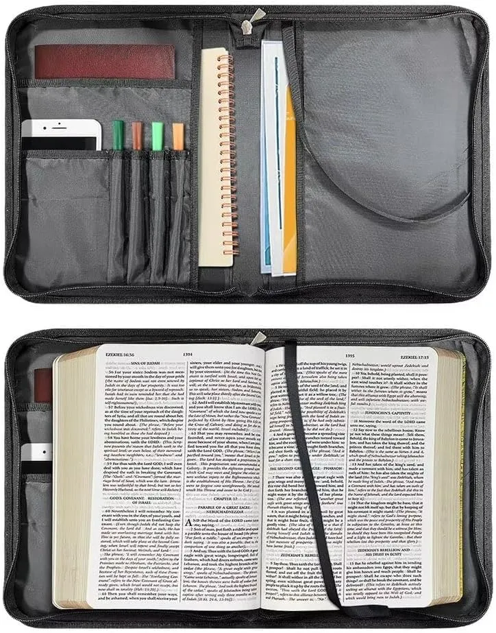 Talayituse Sunflower Leopard Pattern Bible Cover with Shoulder Strap PU Leather Makeup Organizer Expand Brief Case Journal Case Christian Purses Handbags with Handle for Women Men, L